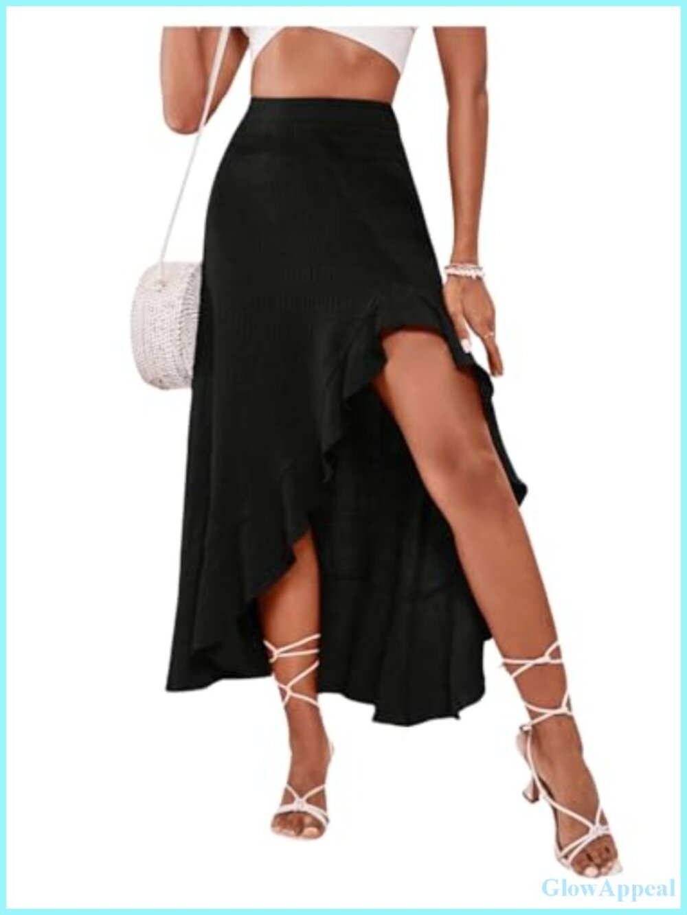 Boho Floral Print High Waist Maxi Skirt with Ruffled Slit Hem Flowy